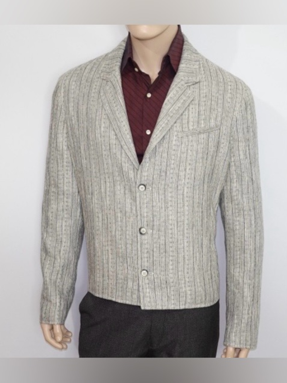 Summer John Varvatos Jacket Blazer Grey Pattern EU 50 size 40 Cotton Blend